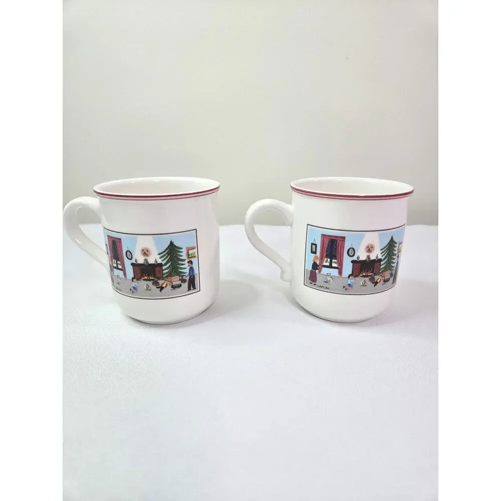 Villeroy and Boch Naif Christmas Cups Set of 2 Luxembourg Vitro Porcelain